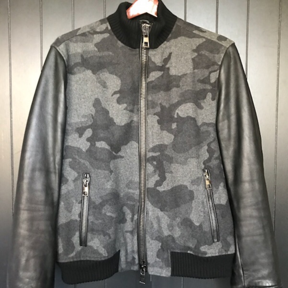 Michael Kors Camo Felted Melton Bomber Jacket